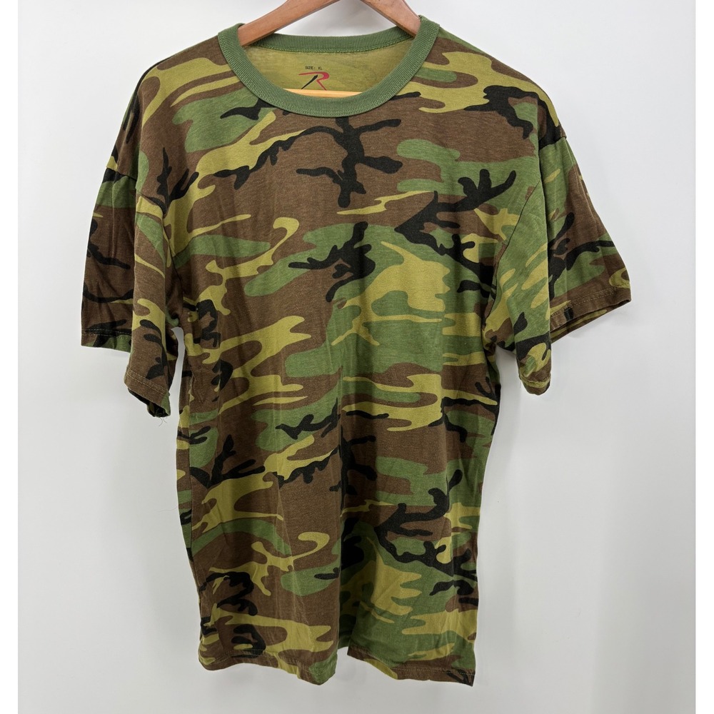 Rothco Woodland Camo T-Shirt Men's XL Short Sleeve Crew Neck